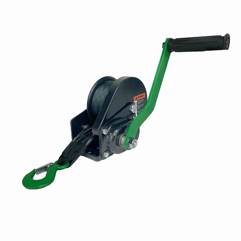 Лебедка ручная барабанная с тормозом HITCH HWB 1100, 1100 кг, лента 10 м 